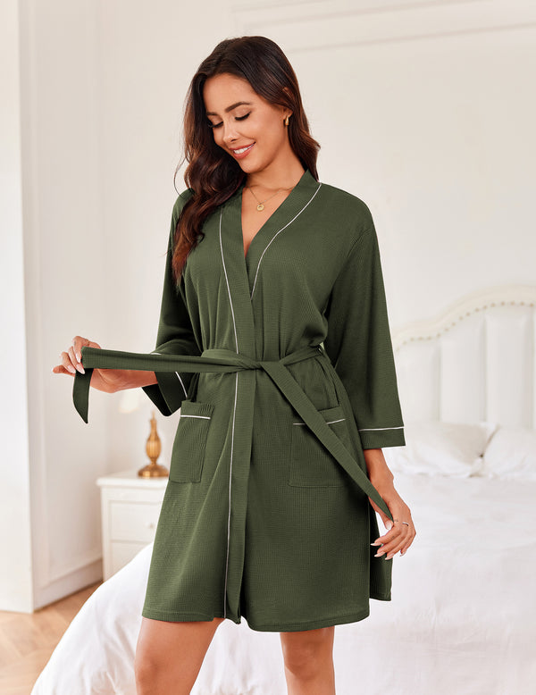 Ekouaer Soft Knee Length Waffle Robes (US Only)