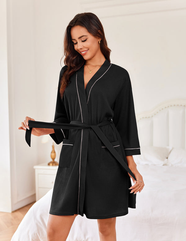 Ekouaer Soft Knee Length Waffle Robes (US Only)