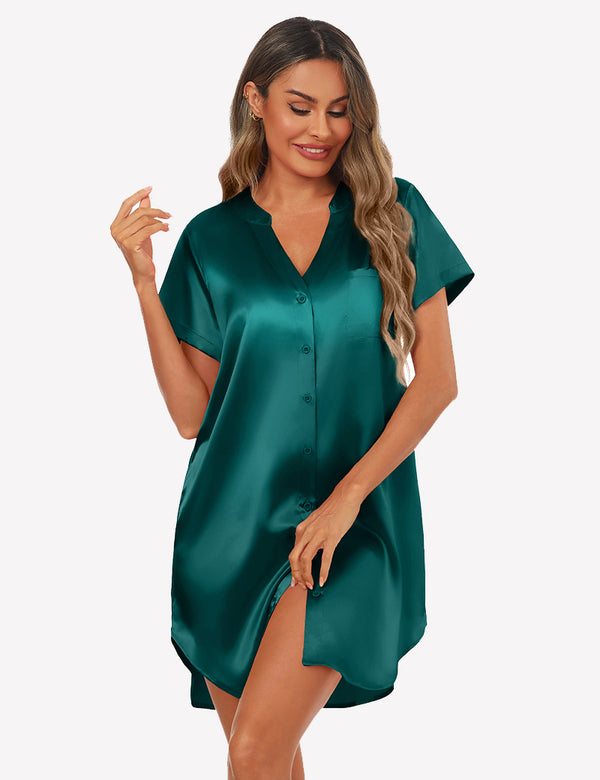 ekouaer Soft Silky Button Down Sleepshirts (US Only)