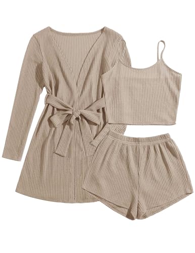 Ekouaer Ekouaer Soft Waffle 3 Piece Pajama Sets (US Only)