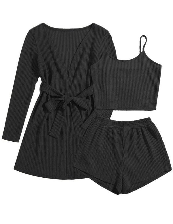 Ekouaer Ekouaer Soft Waffle 3 Piece Pajama Sets (US Only)