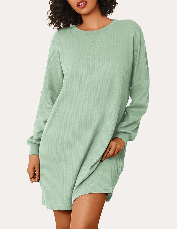 Ekouaer Soft Waffle Knit Nightshirts Dress (US Only)