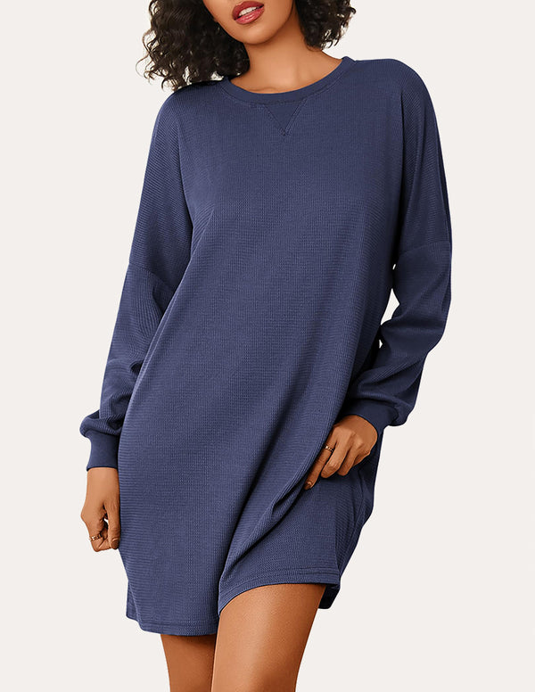 Ekouaer Soft Waffle Knit Nightshirts Dress (US Only)