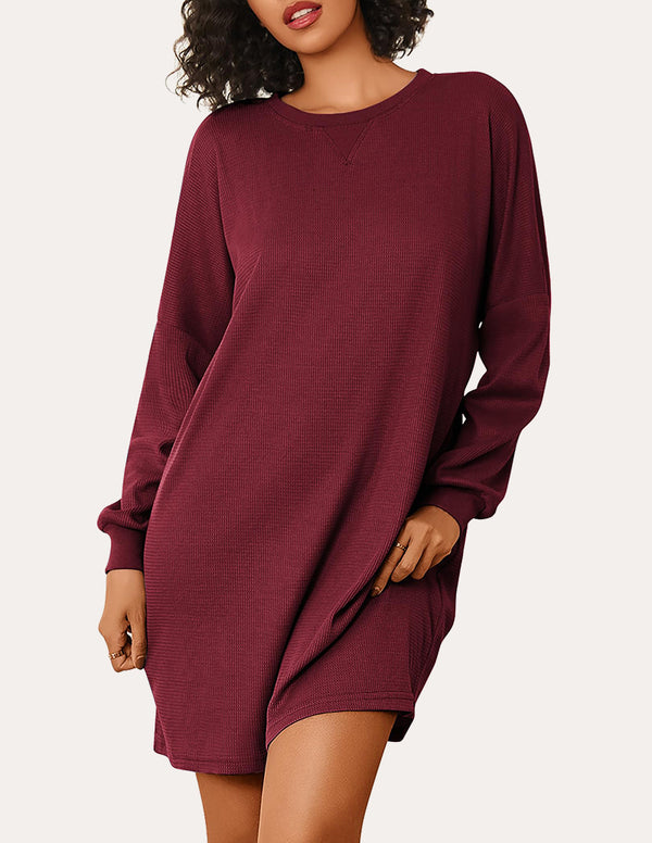 Ekouaer Soft Waffle Knit Nightshirts Dress (US Only)