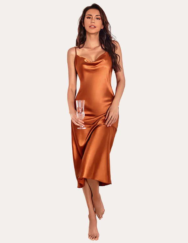 Ekouaer Ekouaer Spaghetti Strap Long Satin Nightgown (US Only)