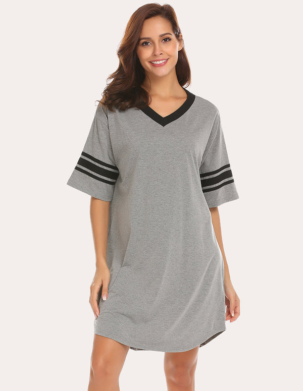 Ekouaer Ekouaer Stylish Contrast Color Cool Sleep Dress (US Only)