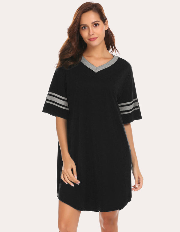 ekouaer Ekouaer Stylish Contrast Color Cool Sleep Dress (US Only)
