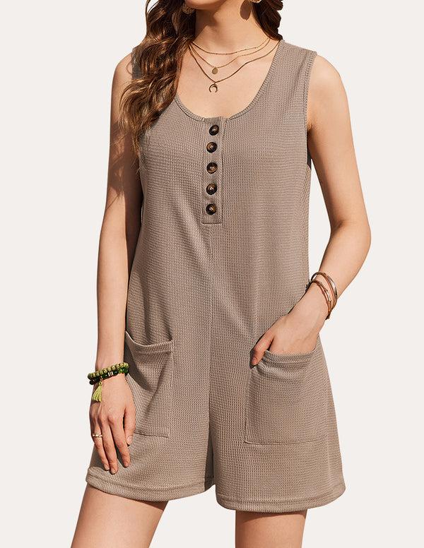 Ekouaer Summer Waffle Short Overalls (US Only)