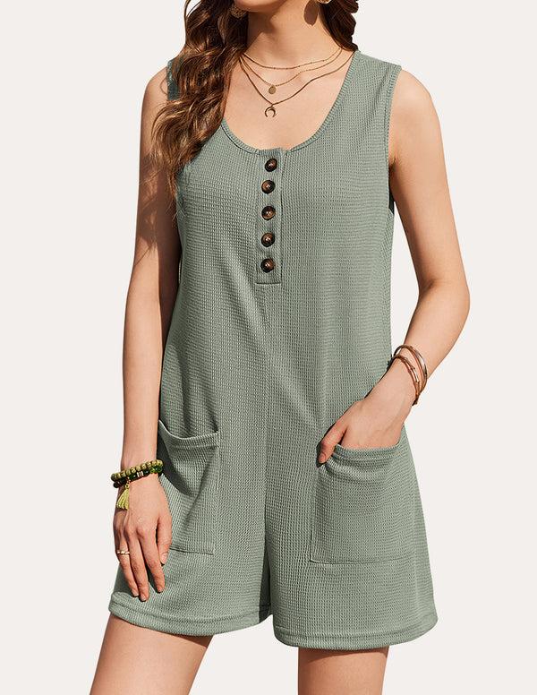 ekouaer Summer Waffle Short Overalls (US Only)