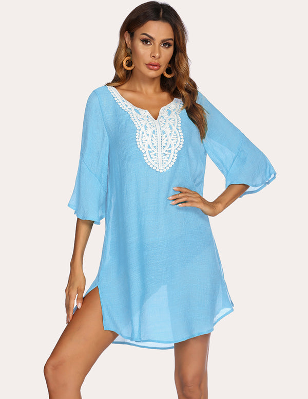 Ekouaer Unique Lace Crochet Coverup Dress (US Only)