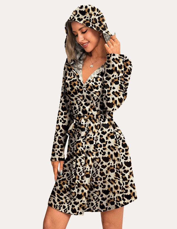 Ekouaer Waffle Knit Hooded Bathrobe (US Only)