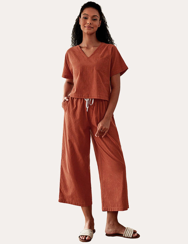 Ekouaer Ekouaer Wide Leg Pants Pajamas Set 2 Piece (US Only)