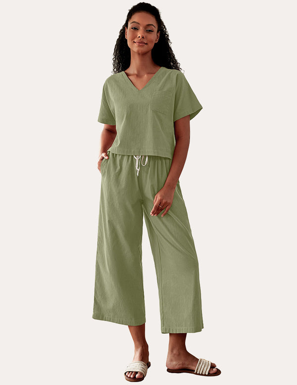 Ekouaer Ekouaer Wide Leg Pants Pajamas Set 2 Piece (US Only)