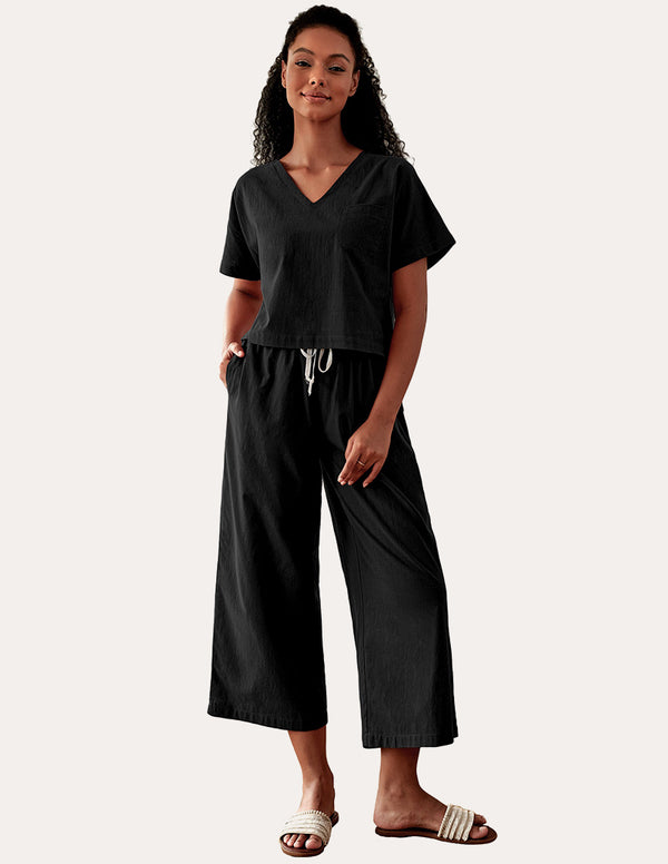 Ekouaer Ekouaer Wide Leg Pants Pajamas Set 2 Piece (US Only)