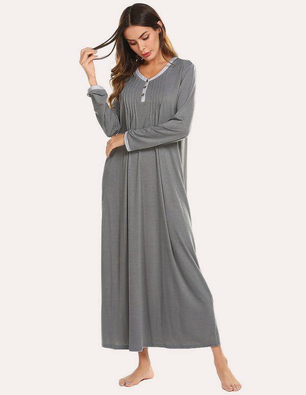 Ekouaer Ekouaer Women Front Pleated Nightgown (US Only)