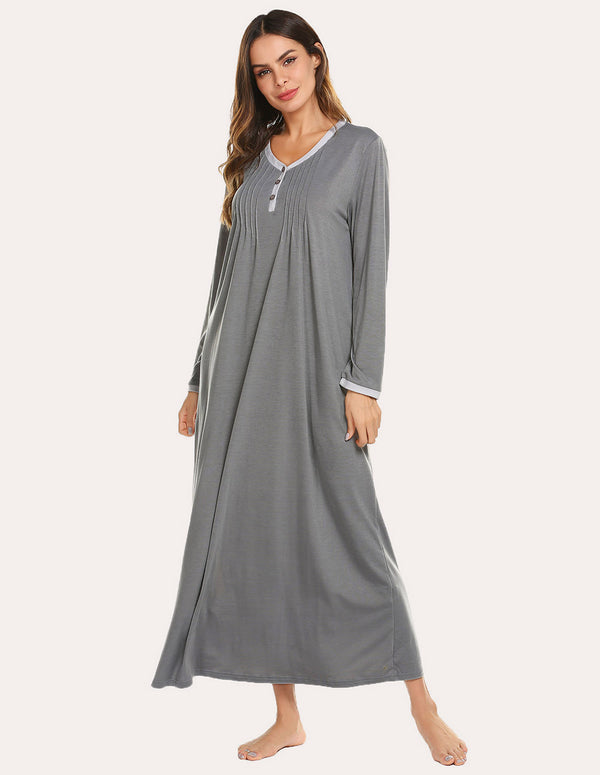 Ekouaer Ekouaer Women Front Pleated Nightgown (US Only)