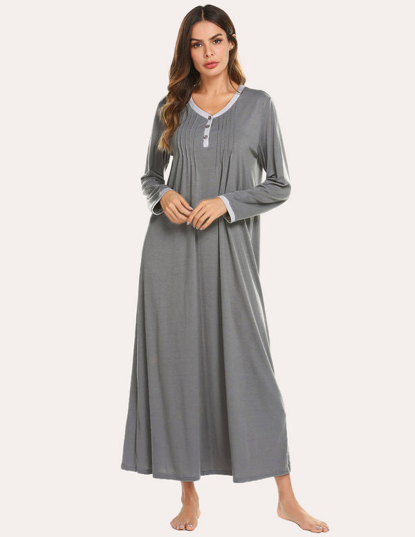 ekouaer Ekouaer Women Front Pleated Nightgown (US Only)