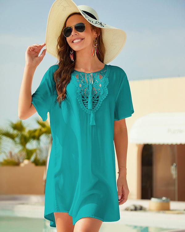 Ekouaer Ekouaer Women Lace V-Neck Beach Coverups Dress (US Only)