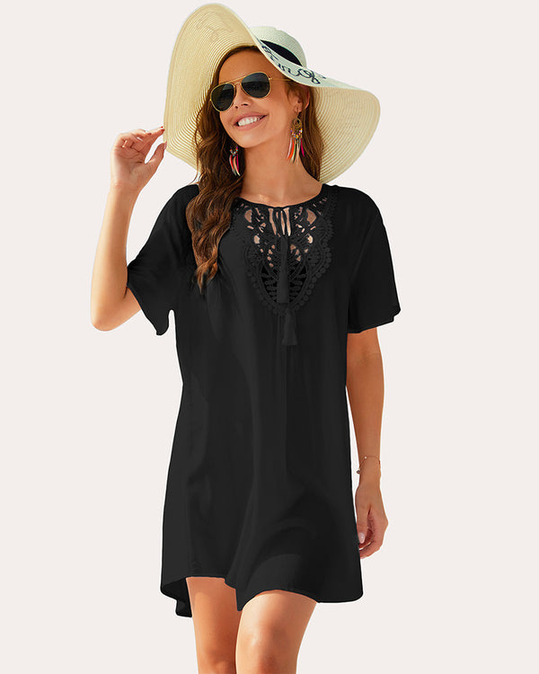 Ekouaer Ekouaer Women Lace V-Neck Beach Coverups Dress (US Only)