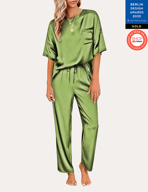 Ekouaer Ekouaer Women's Satin Silky Pajama Set (US Only)
