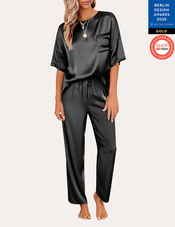 Ekouaer Ekouaer Women's Satin Silky Pajama Set (US Only)