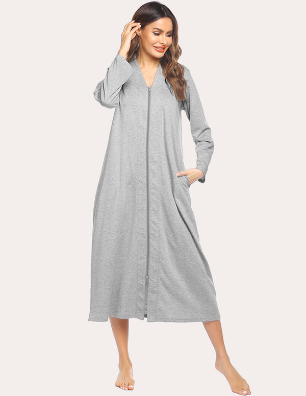 Ekouaer Ekouaer Zipper Loungewear Robe With Pocket (US Only)