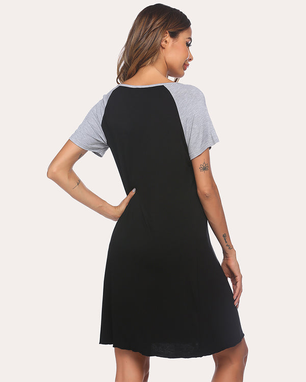 Ekouaer Ekouear Casual O Neck Short Sleeve Loose Comfort Nightdress (US Only)