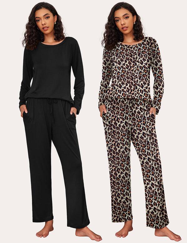 Ekouaer Premium Soft 2 Pack Long Sleeve Pajama Set (US Only)