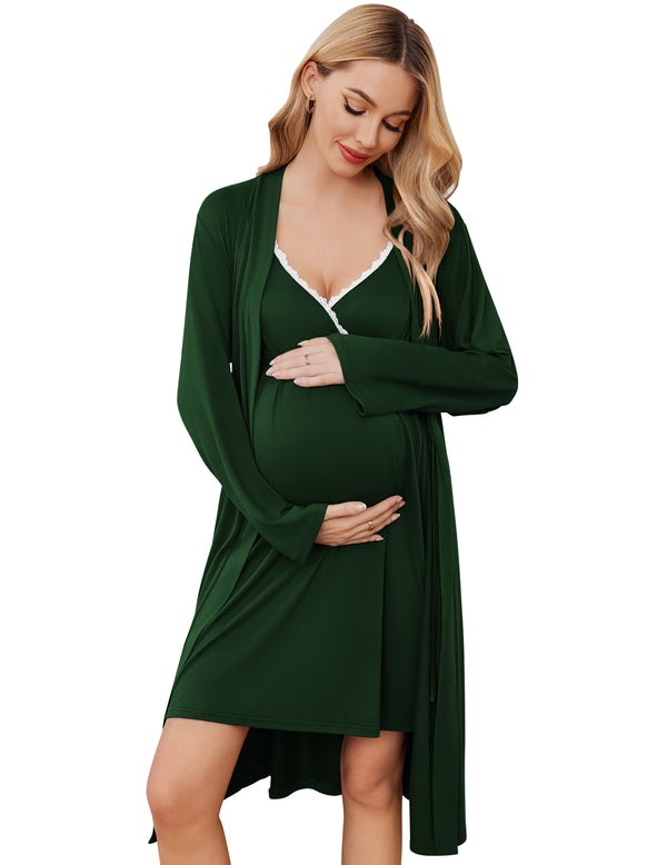 Ekouaer Premium Soft Nursing Gown And Robe Set (US Only)