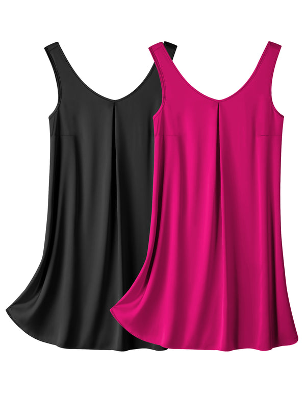 Ekouaer Satin Silk Sleeveless Nightshirt 2 Pack (US Only)