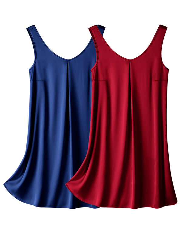 Ekouaer Satin Silk Sleeveless Nightshirt 2 Pack (US Only)