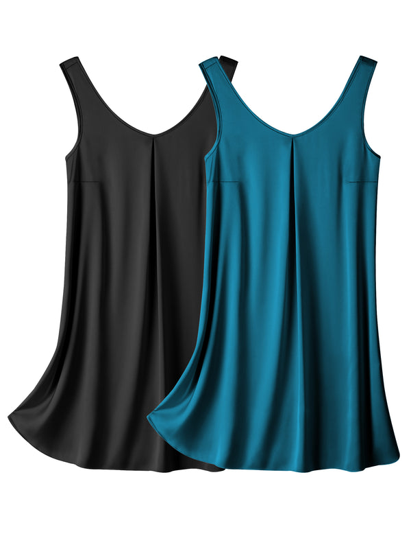 Ekouaer Satin Silk Sleeveless Nightshirt 2 Pack (US Only)