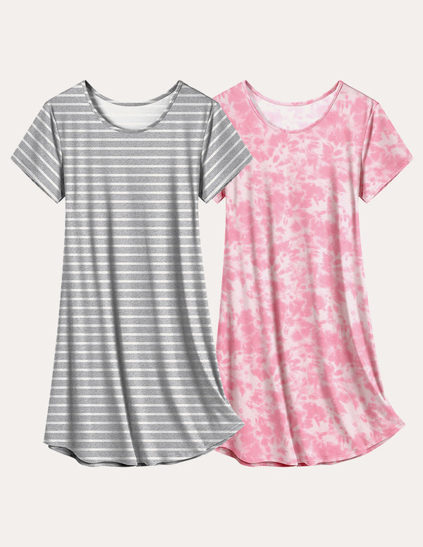 ekouaer Soft 2 Pack Short Sleeve Nightgowns (US Only)