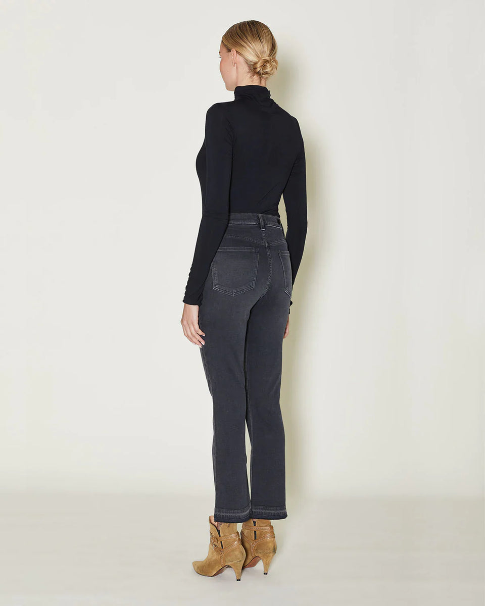 Elaine Turner Bella Crop Flare Frayed Hem Jeans- Ash