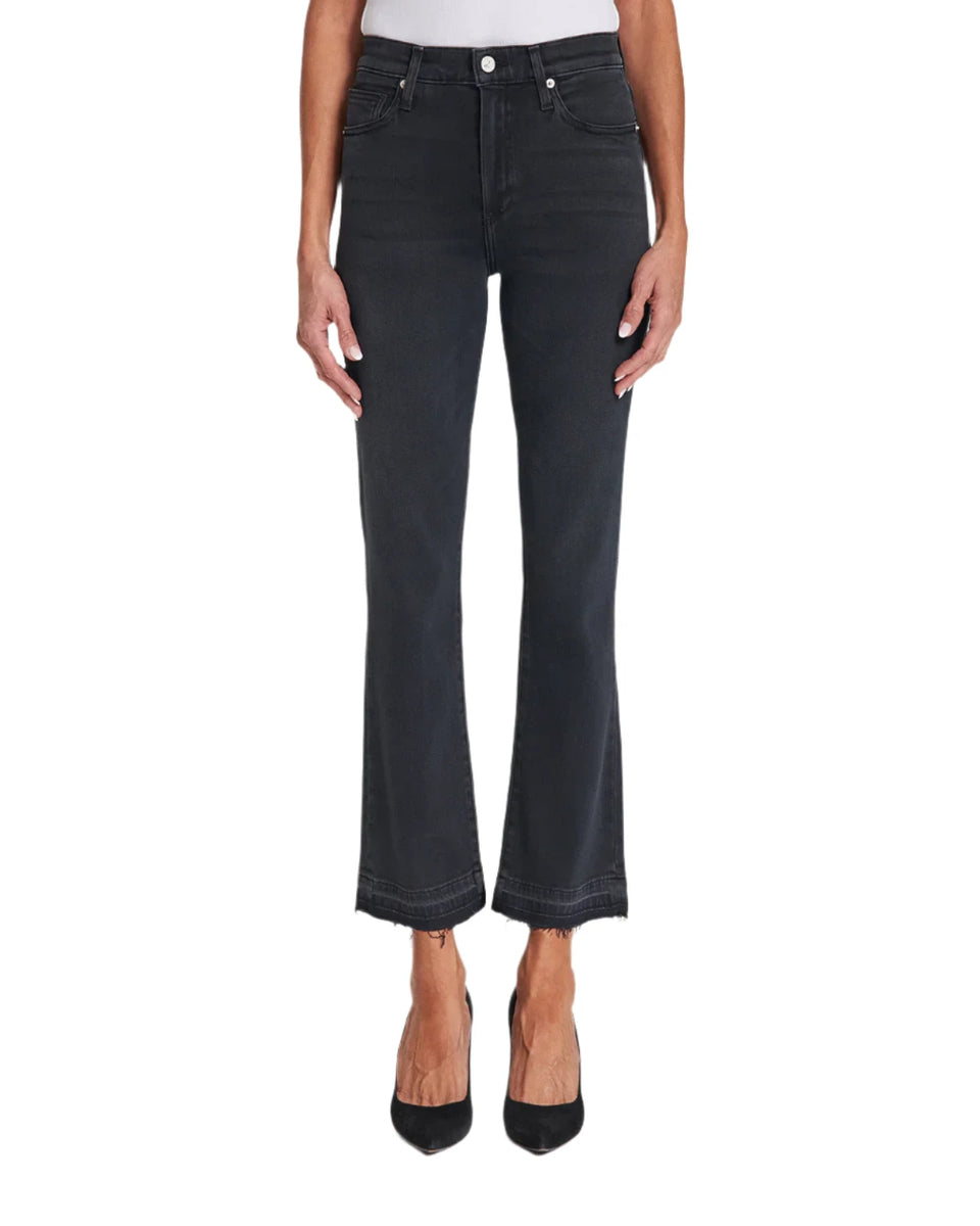 elaine turner Bella Crop Flare Frayed Hem Jeans- Ash