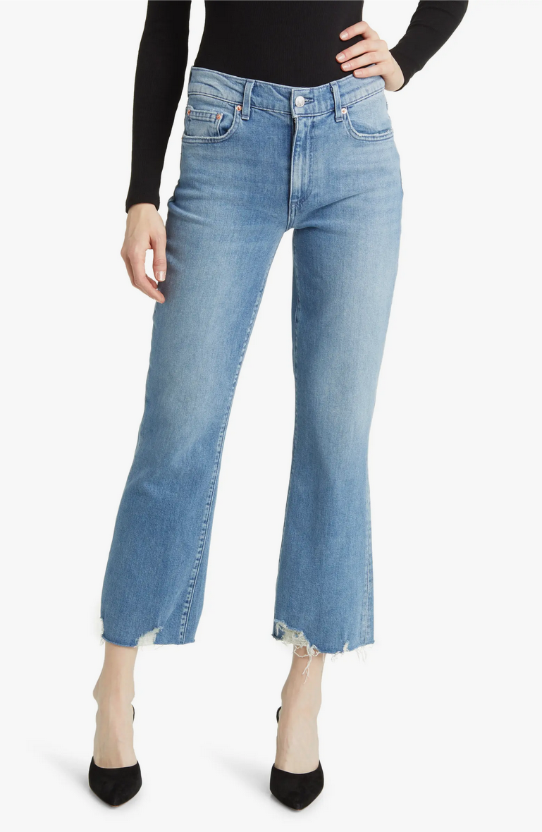 Elaine Turner Bella Crop Flare Frayed Hem Jeans- Beach House