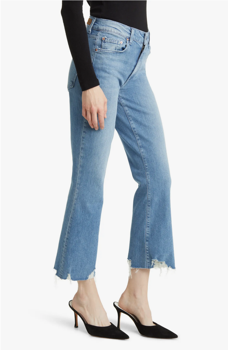 Elaine Turner Bella Crop Flare Frayed Hem Jeans- Beach House