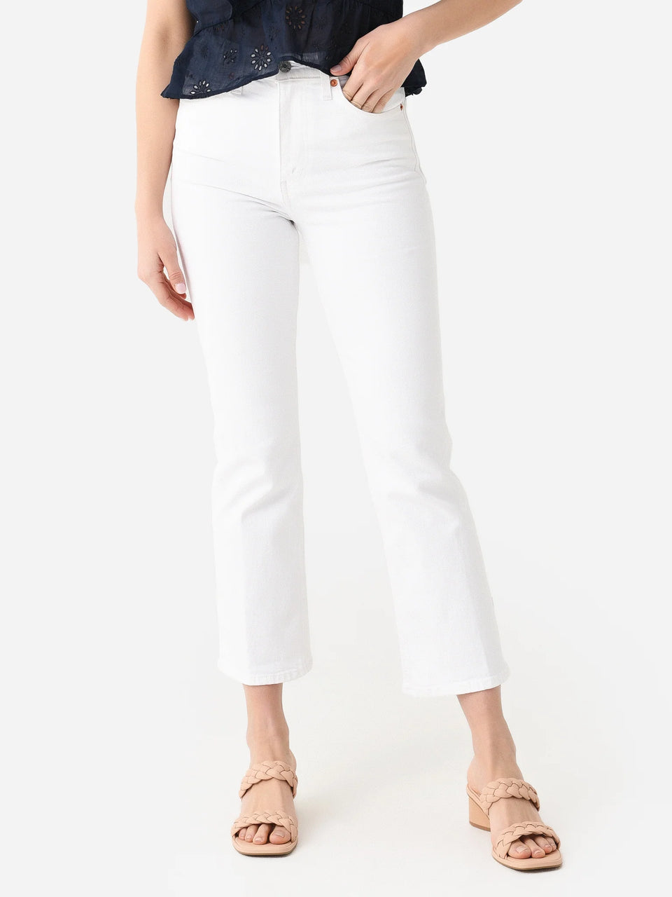Elaine Turner 70's Crop Boot Cut Jeans- White