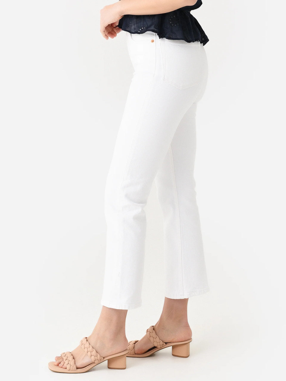 Elaine Turner 70's Crop Boot Cut Jeans- White