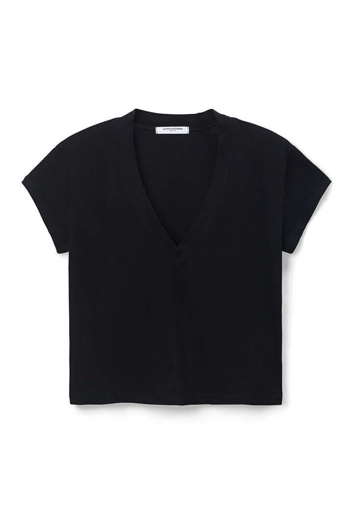 Elaine Turner Alanis Recycled Cotton V Neck- Black