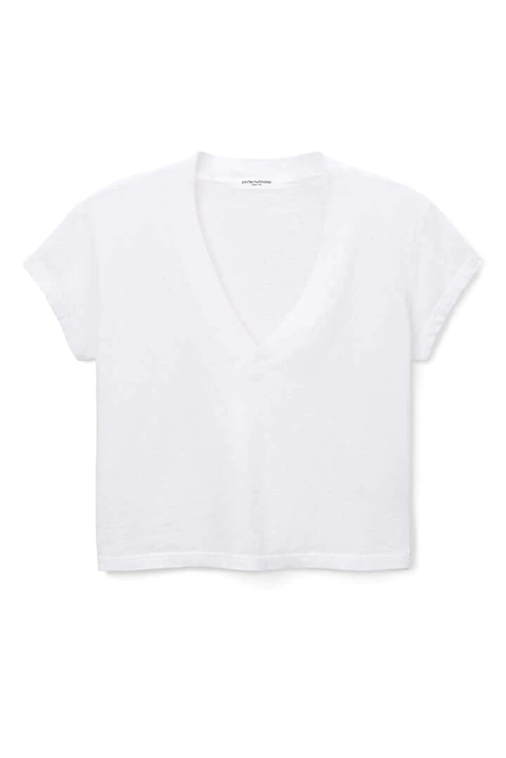 Elaine Turner Alanis Recycled Cotton V Neck- White