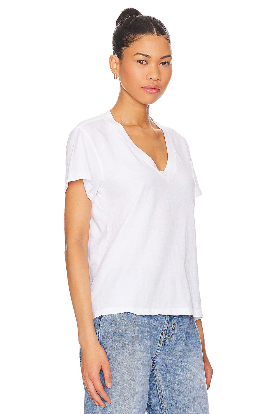 Elaine Turner Alanis Recycled Cotton V Neck- White