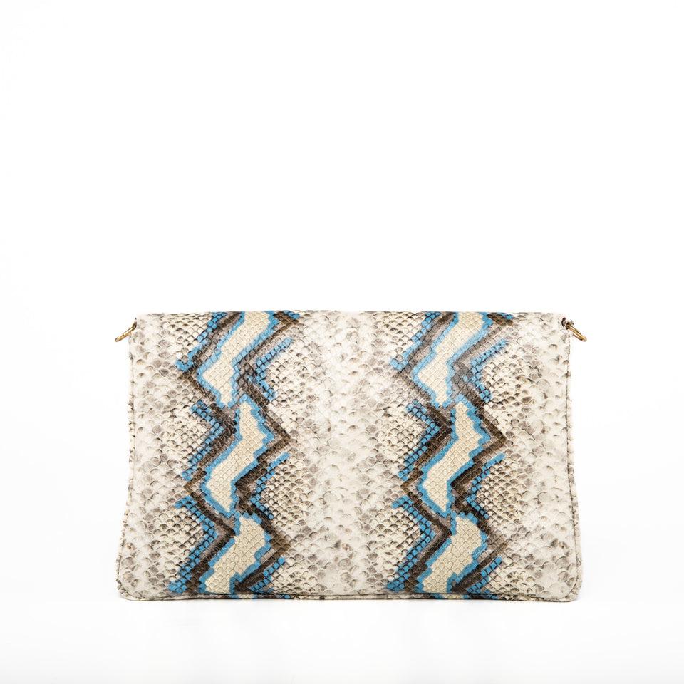 Elaine Turner Bella Clutch- Blue Multi Python
