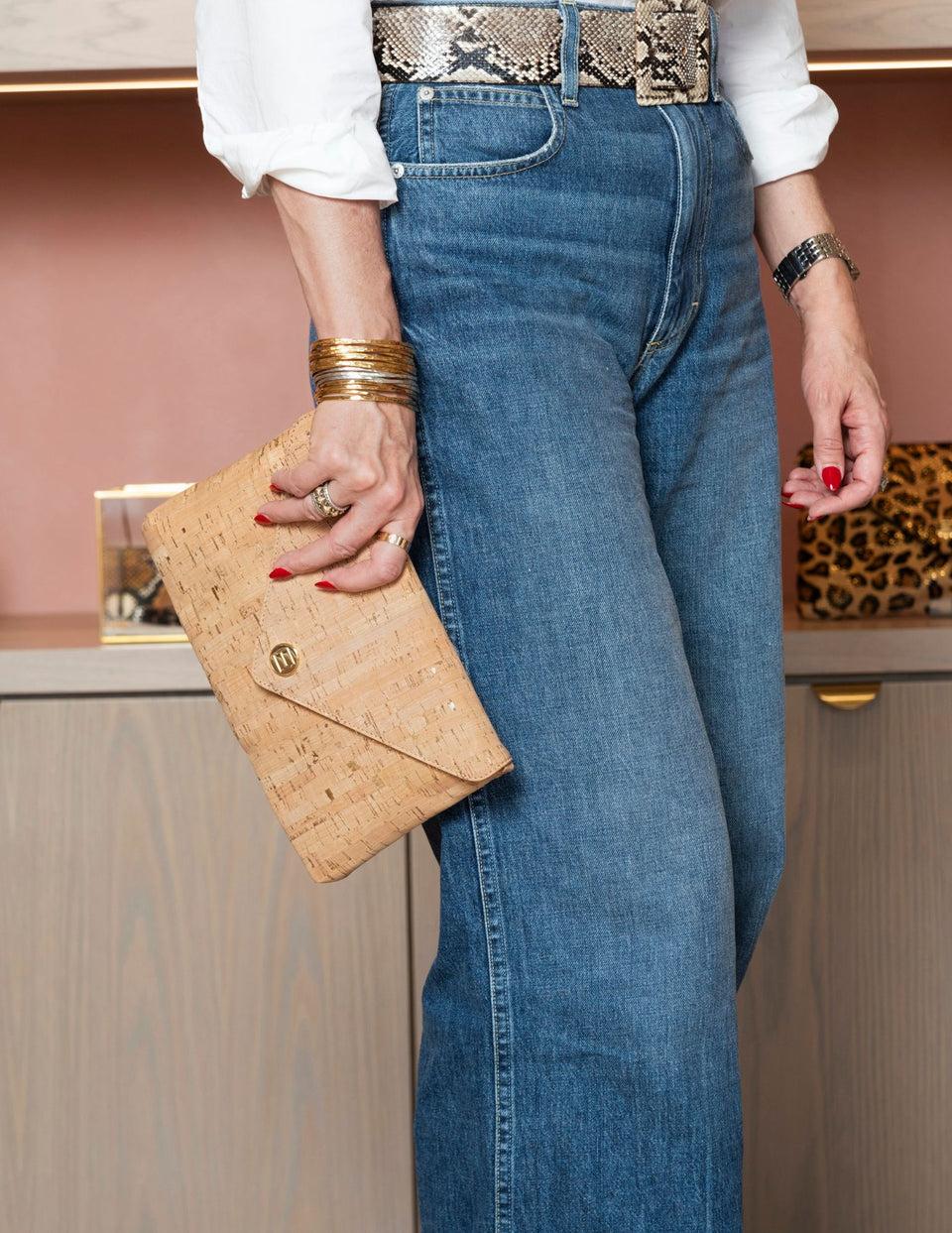 Elaine Turner Bella Clutch- Cork With Gold Flecks