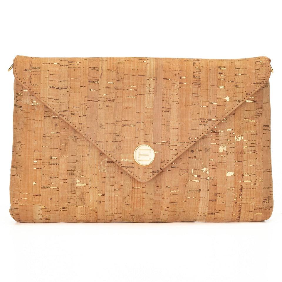 elaine turner Bella Clutch- Cork with Gold Flecks