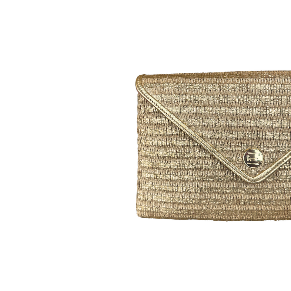 Elaine Turner Bella Clutch- Gold Raffia