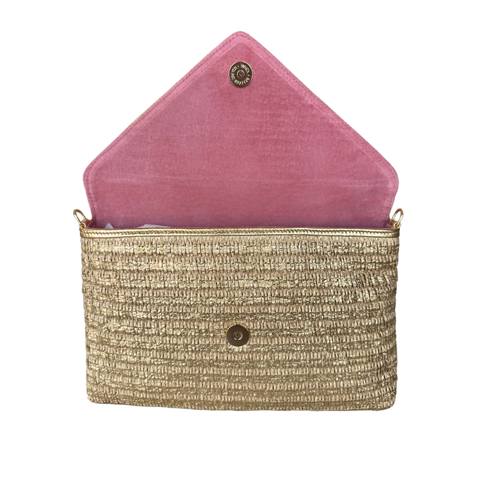 Elaine Turner Bella Clutch- Gold Raffia