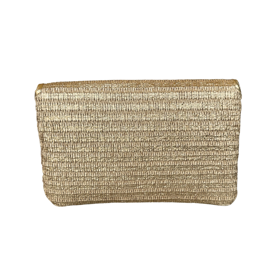 Elaine Turner Bella Clutch- Gold Raffia