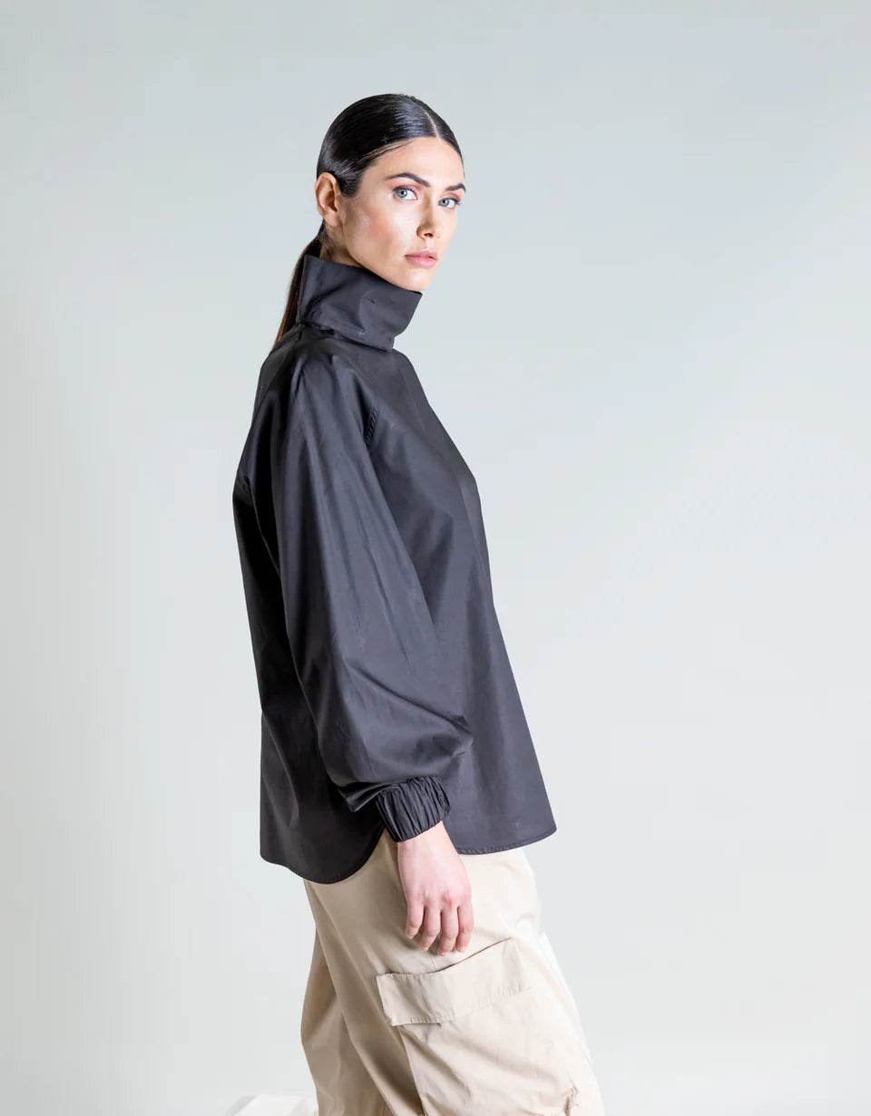 Elaine Turner Black Poplin Blouse