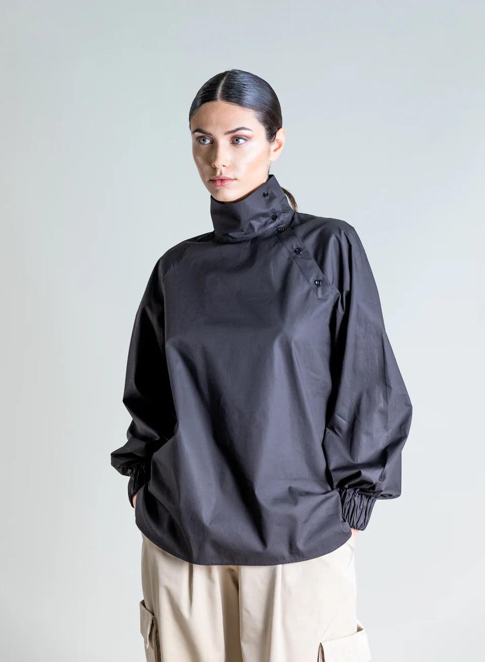 Elaine Turner Black Poplin Blouse